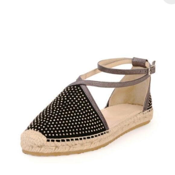 Jimmy Choo Donna Studded Espadrille Flat Black Size 36.5 / US 6.5 B - Picture 2 of 16